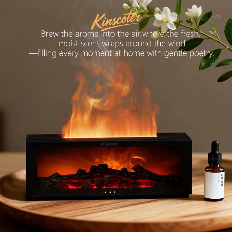 Enchanting Aroma Diffuser with Simulated Flame - Essential Oil Humidifier for Home & Office, Perfect Holiday Gift!