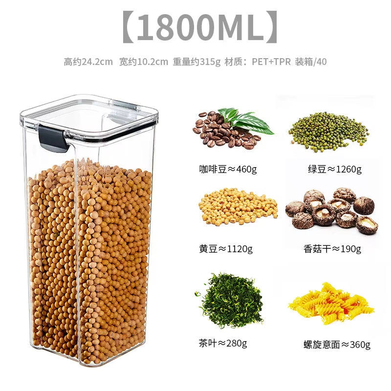 460-1800Ml Kitchen Sealed Jar Stackable Food Storage Box Multigrain Tank Bottle Cereal Candy Dried Fruit Tea Storage Containers