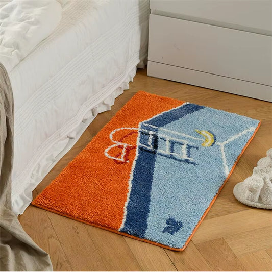Cute Picturesque Tufted Carpet Mat Soft Fluffy Thick Tuftting Room Entry Doormat Anti-Slip Rug Entrance Floor Mat