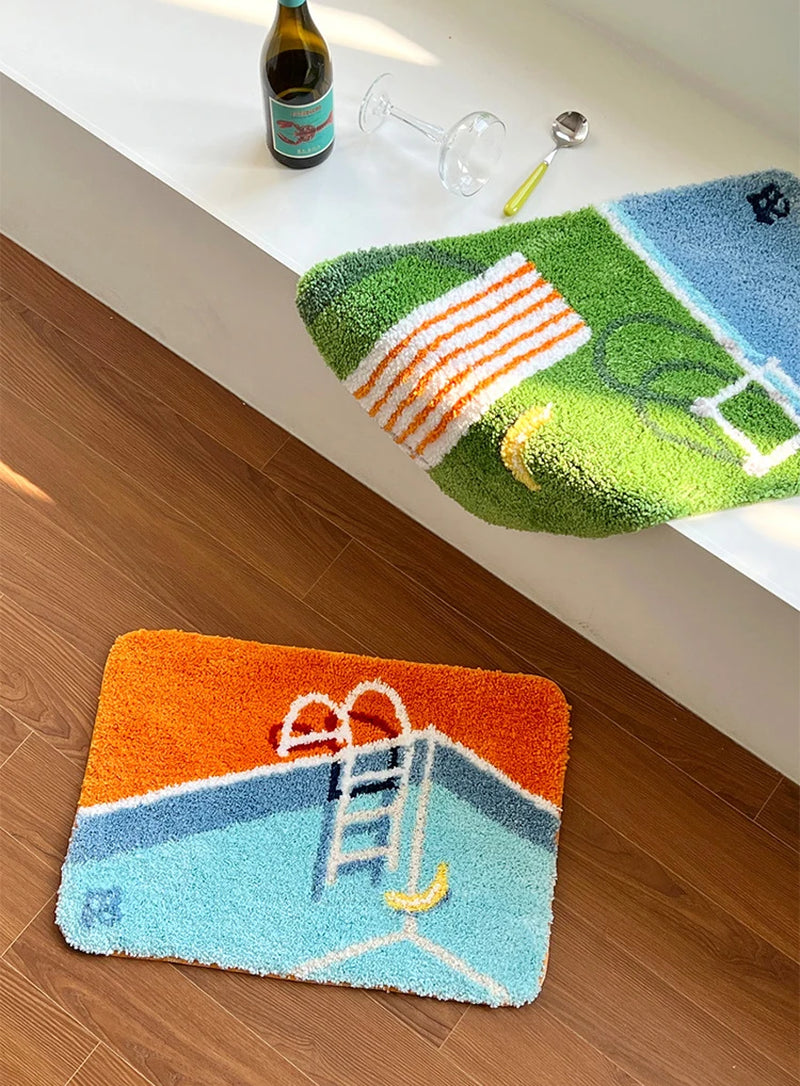 Cute Picturesque Tufted Carpet Mat Soft Fluffy Thick Tuftting Room Entry Doormat Anti-Slip Rug Entrance Floor Mat