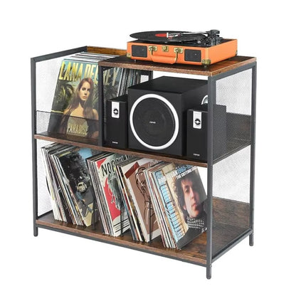 Multi-Functional Record Storage Rack Modern Record Player Stand Space-Saving LP Organizer for Living Room LP Display Furniture