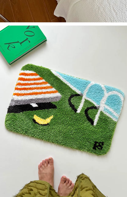 Cute Picturesque Tufted Carpet Mat Soft Fluffy Thick Tuftting Room Entry Doormat Anti-Slip Rug Entrance Floor Mat