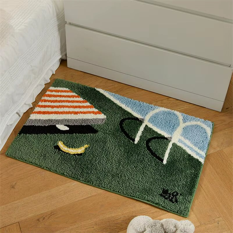 Cute Picturesque Tufted Carpet Mat Soft Fluffy Thick Tuftting Room Entry Doormat Anti-Slip Rug Entrance Floor Mat